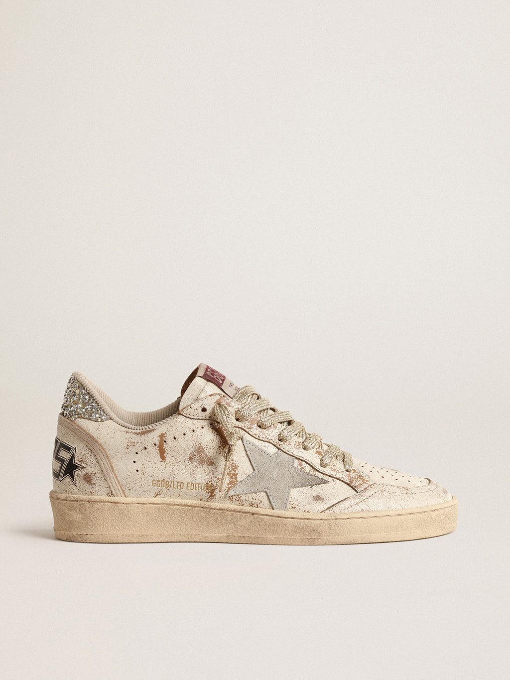 Ball Star LTD with suede star and platinum glitter heel tab| Golden Goose