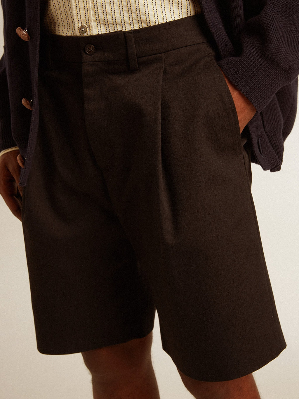 Men's Bermuda shorts in black cotton| Golden Goose