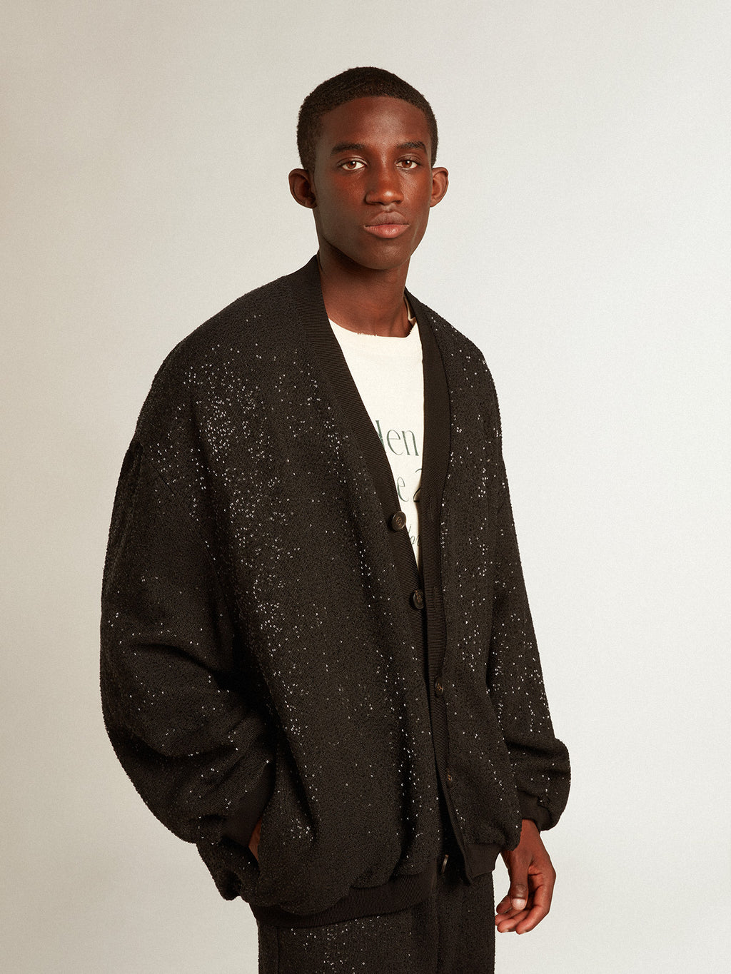 Men's black sequined cardigan-jacket| Golden Goose