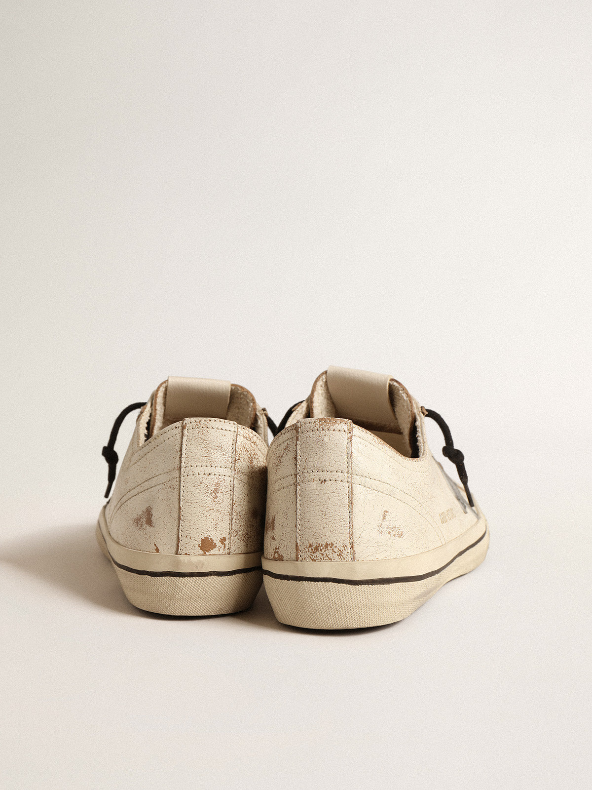 V-Star in glossy leather with metallic green crackle leather star| Golden Goose