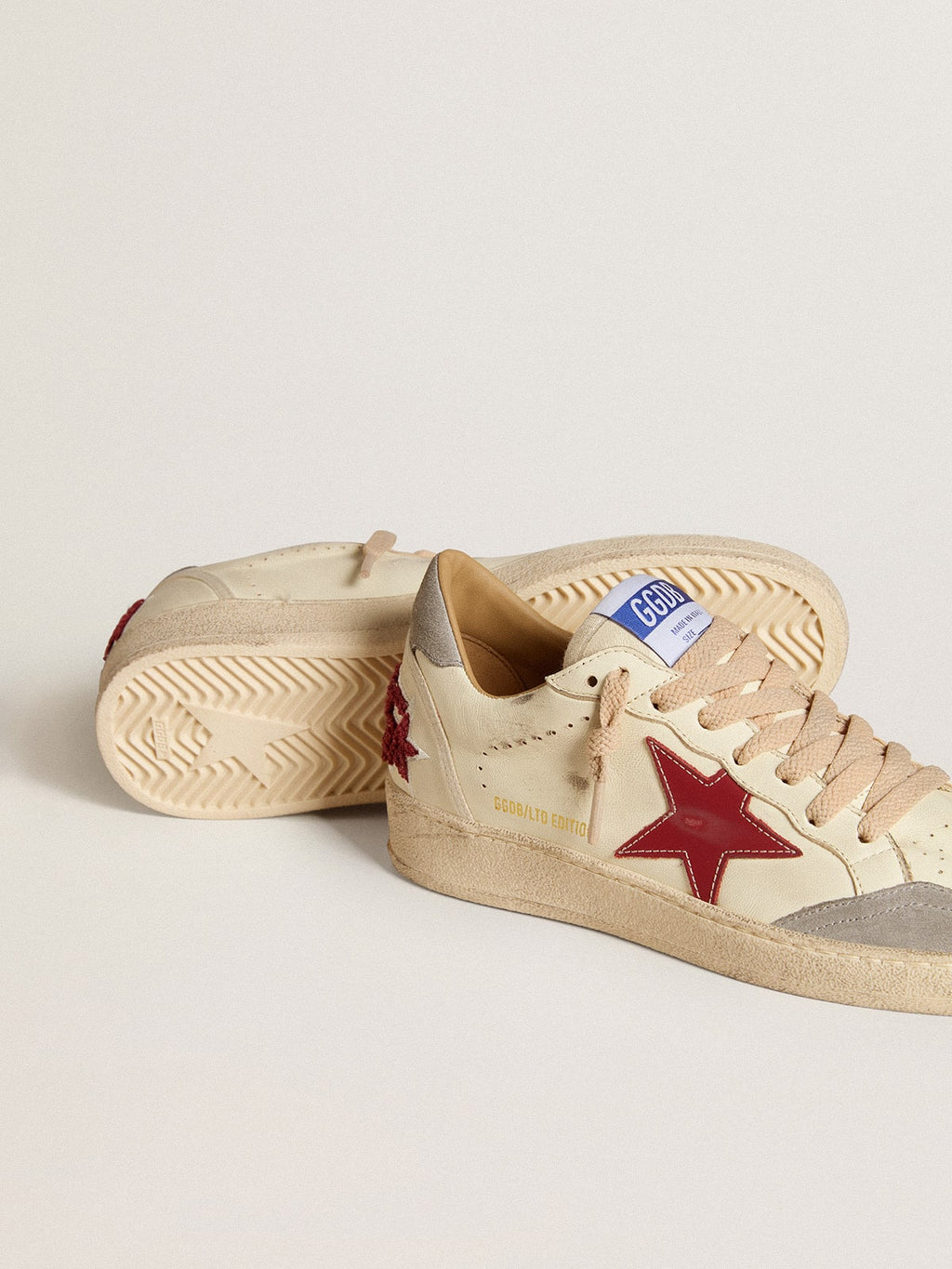 Ball Star LTD in nappa with leather star and silver suede heel tab| Golden Goose