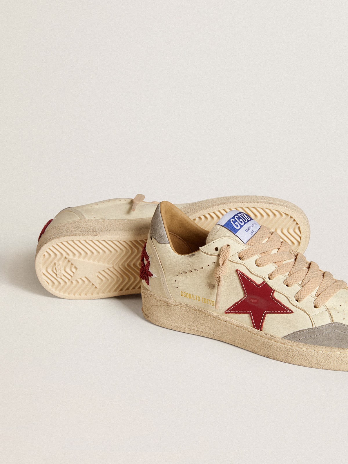 Ball Star LTD in nappa with leather star and silver suede heel tab| Golden Goose