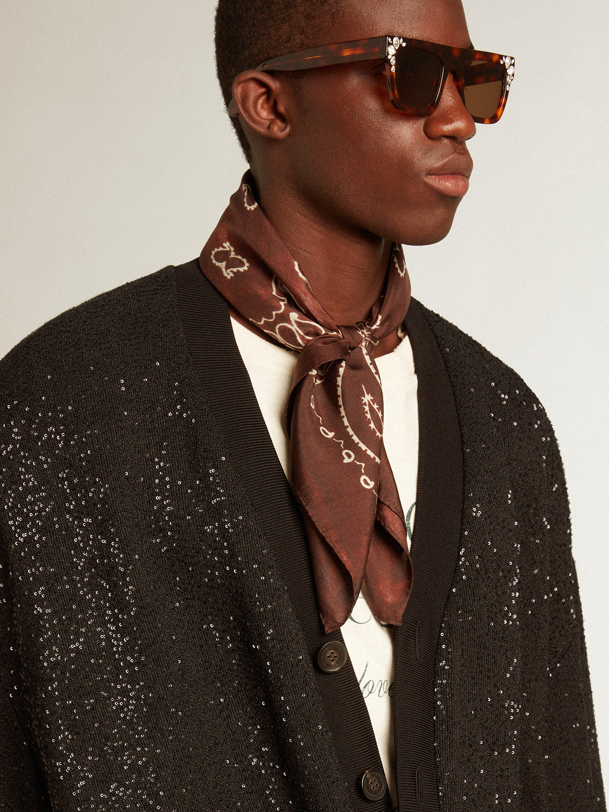 Men's black sequined cardigan-jacket| Golden Goose