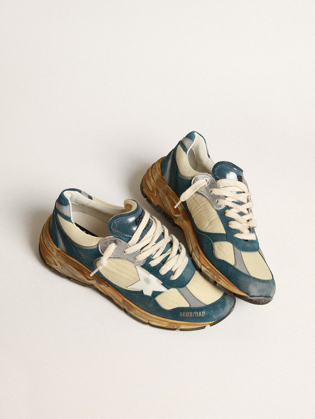 Women's Dad-Star in petrol-blue suede with white leather star| Golden Goose