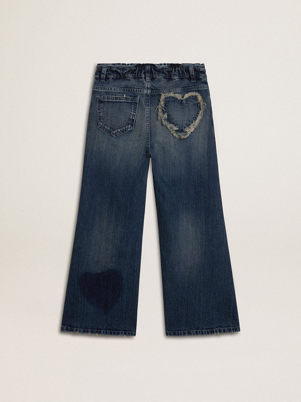 Girls' wide-leg jeans in blue denim| Golden Goose