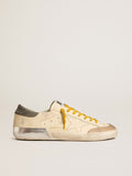 Super-Star in leather with perforated star and gray suede heel tab| Golden Goose