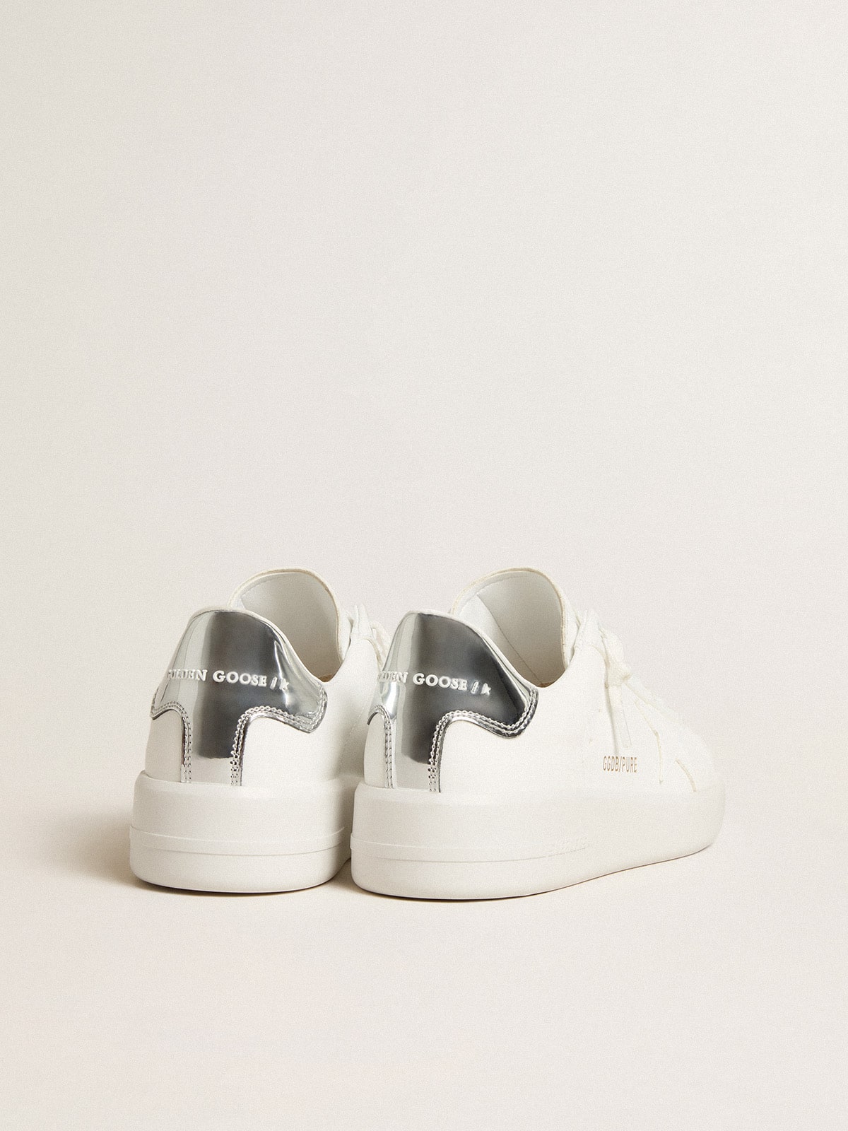Women's bio-based Purestar with white star and mirror-effect heel tab| Golden Goose