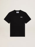 Black Star Collection T-shirt with contrasting white logo and star| Golden Goose