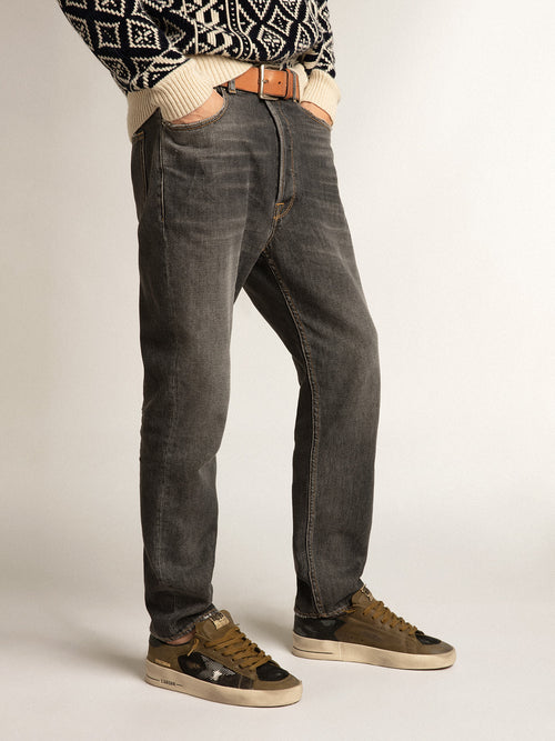 Black mid-wash slim-fit jeans| Golden Goose