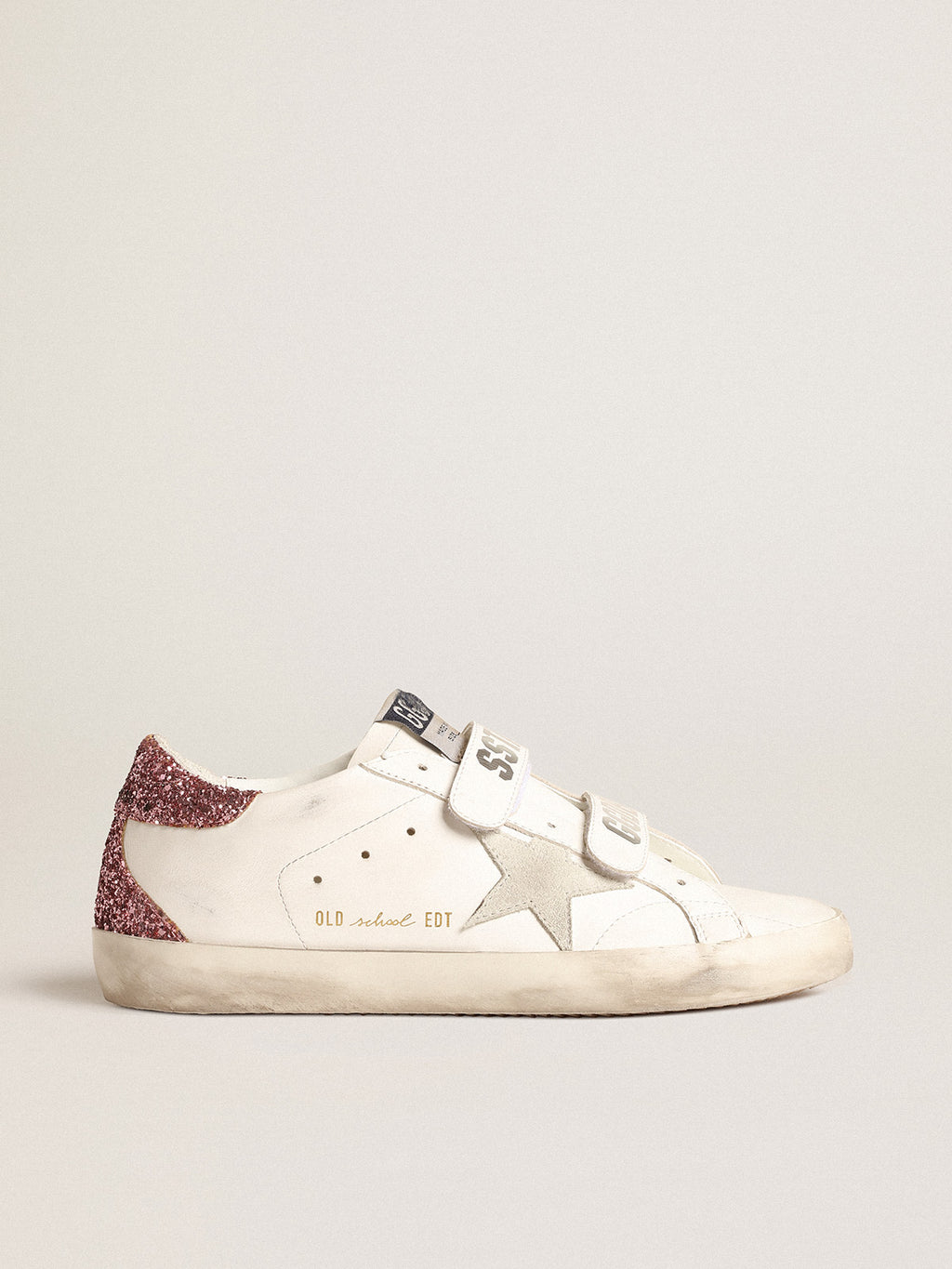 Old School with ice-gray suede star and glitter heel tab| Golden Goose