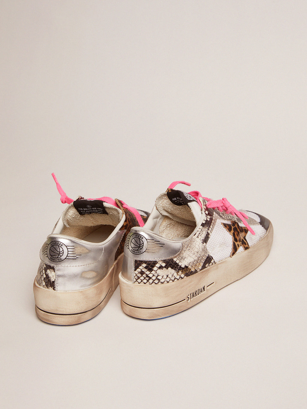 Women's Stardan LAB sneakers with leather upper and leopard-print pony skin star| Golden Goose