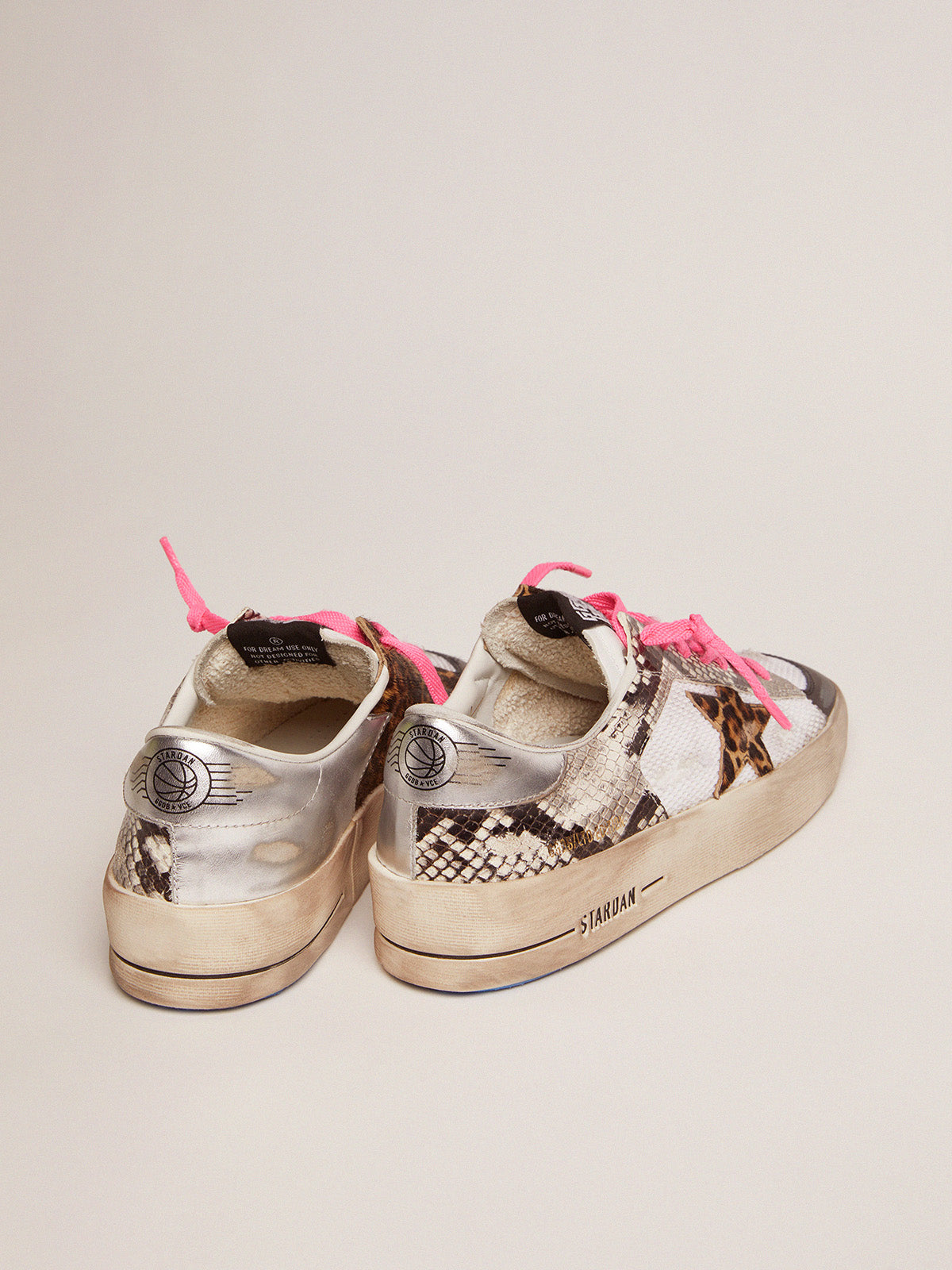 Women's Stardan LAB sneakers with leather upper and leopard-print pony skin star| Golden Goose
