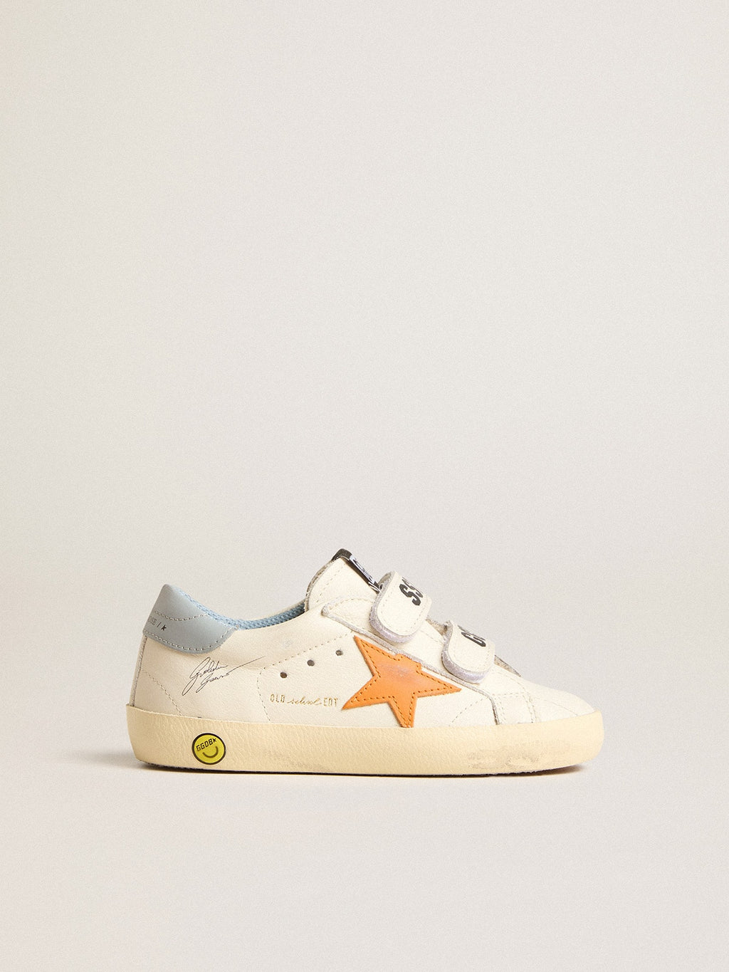 Young Old School in leather with orange star and baby blue heel tab| Golden Goose