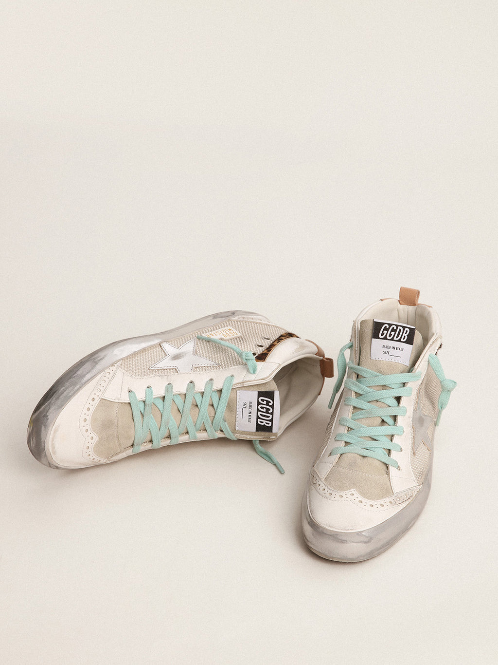 Women's Mid Star with silver star and flash in leopard print pony skin| Golden Goose
