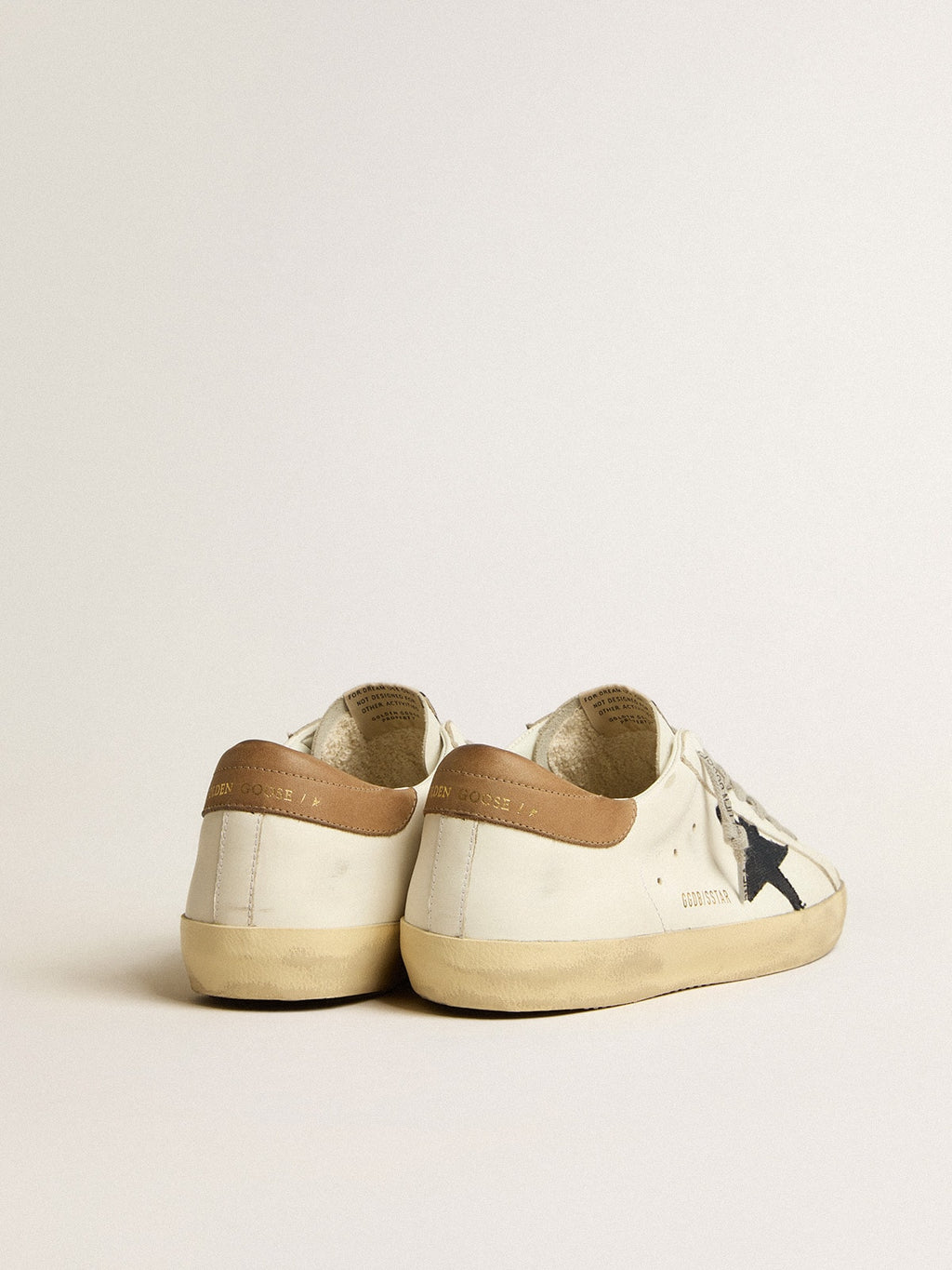 Men's Super-Star with blue canvas star and tobacco leather heel tab| Golden Goose