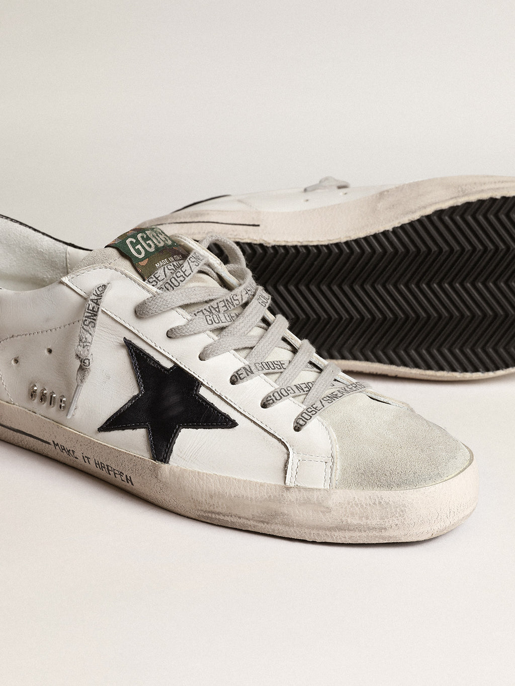 Super-Star with blue metallic leather star and black heel tab| Golden Goose