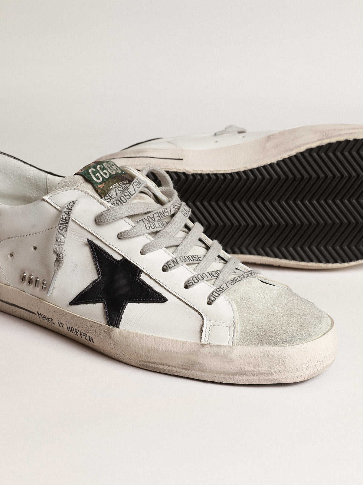Super-Star with blue metallic leather star and black heel tab| Golden Goose