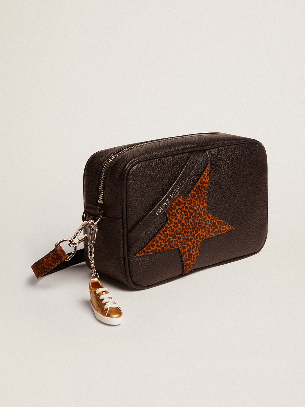 Women's Star Bag in dark brown leather and leopard print star| Golden Goose