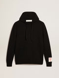 Women's black cashmere blend sweatshirt with hood| Golden Goose