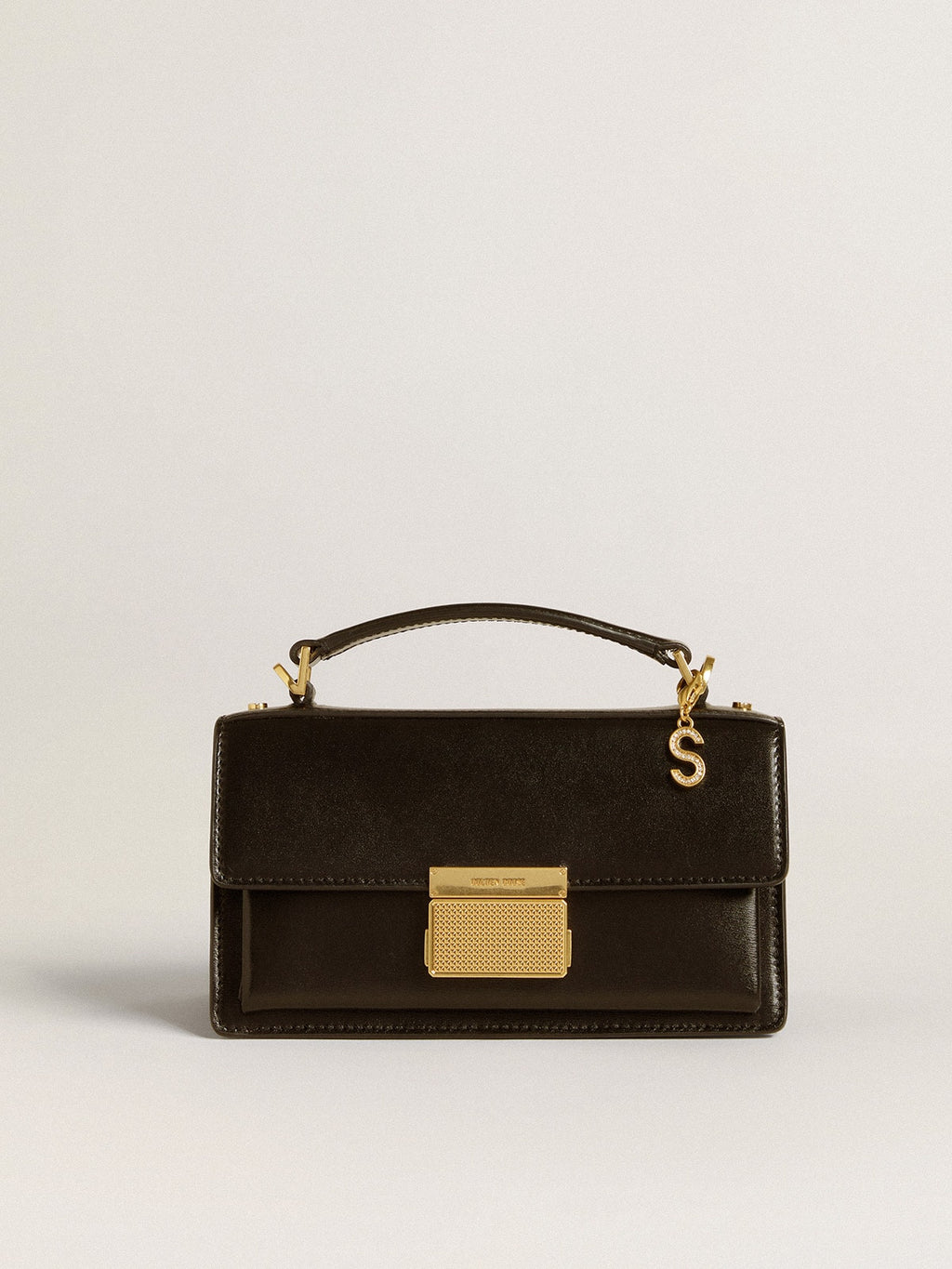 Letter S charm in gold-colored brass with crystals| Golden Goose
