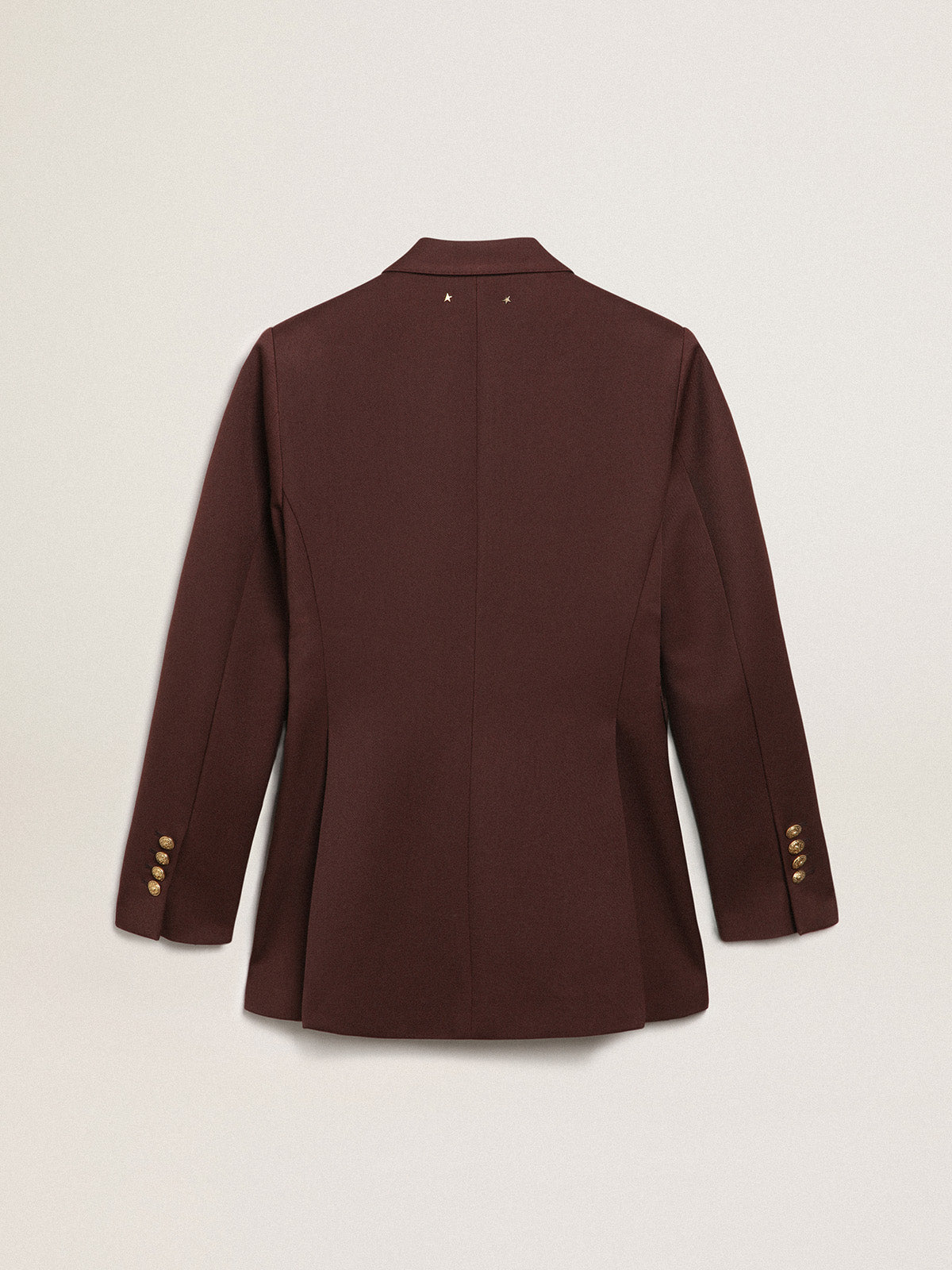 Women's double-breasted blazer in coffee-colored wool gabardine| Golden Goose