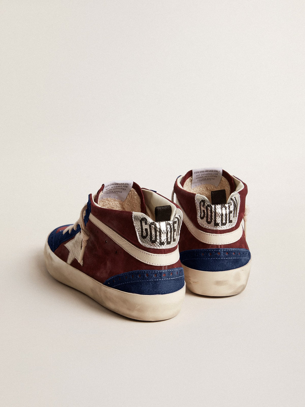 Mid Star in wine-red suede with white nappa star and flash| Golden Goose