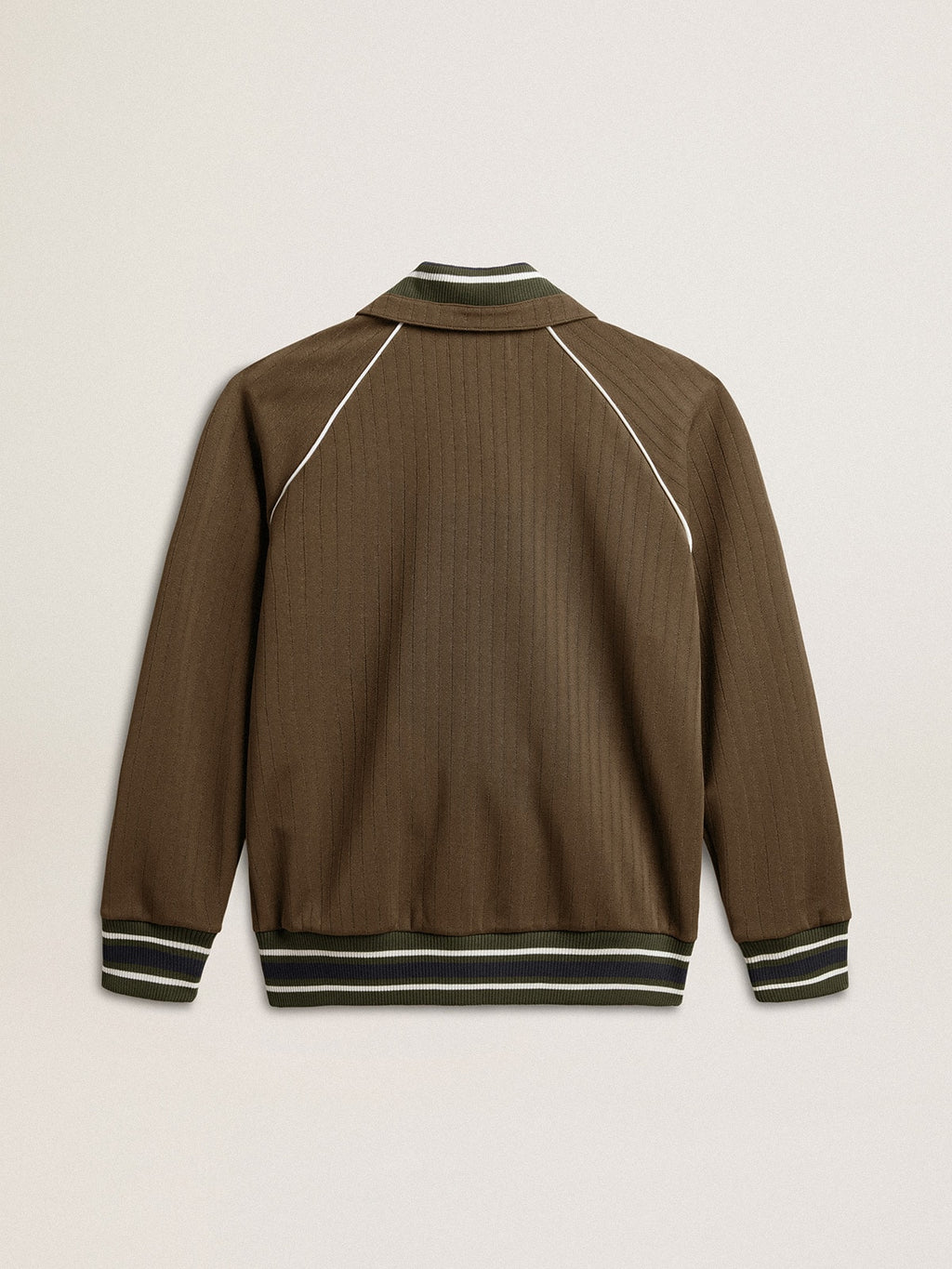 Men's military green zipped sweatshirt with white logo| Golden Goose