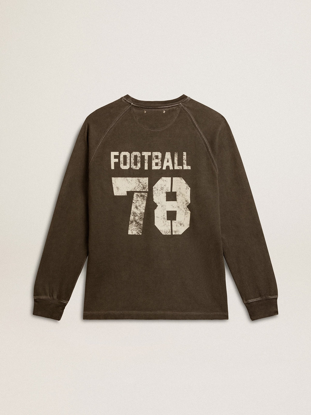 Men's crew-neck T-shirt in anthracite gray cotton with logo on the back