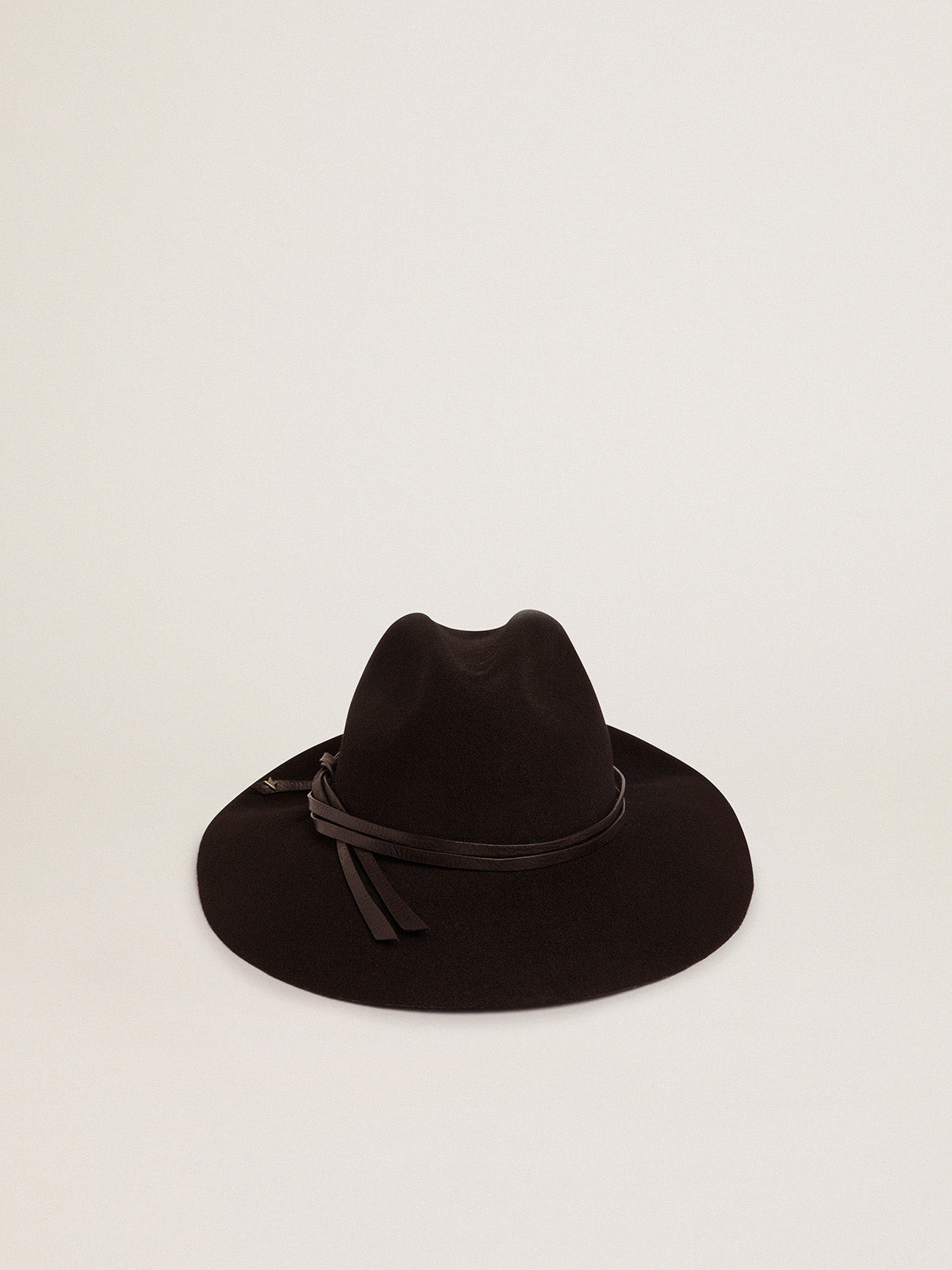 Women's black Fedora hat with strap| Golden Goose