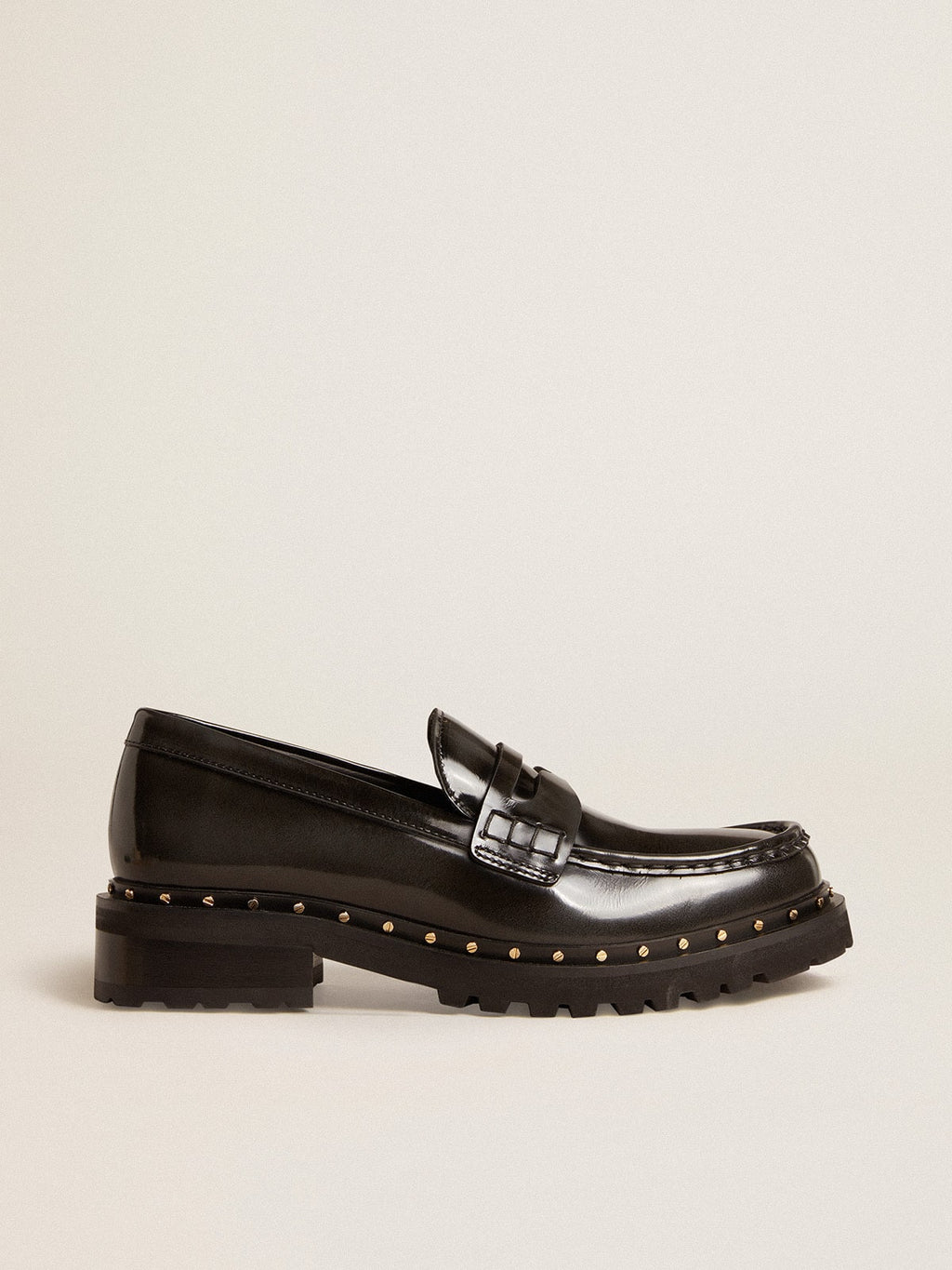 Women's chunky loafers in studded black leather| Golden Goose