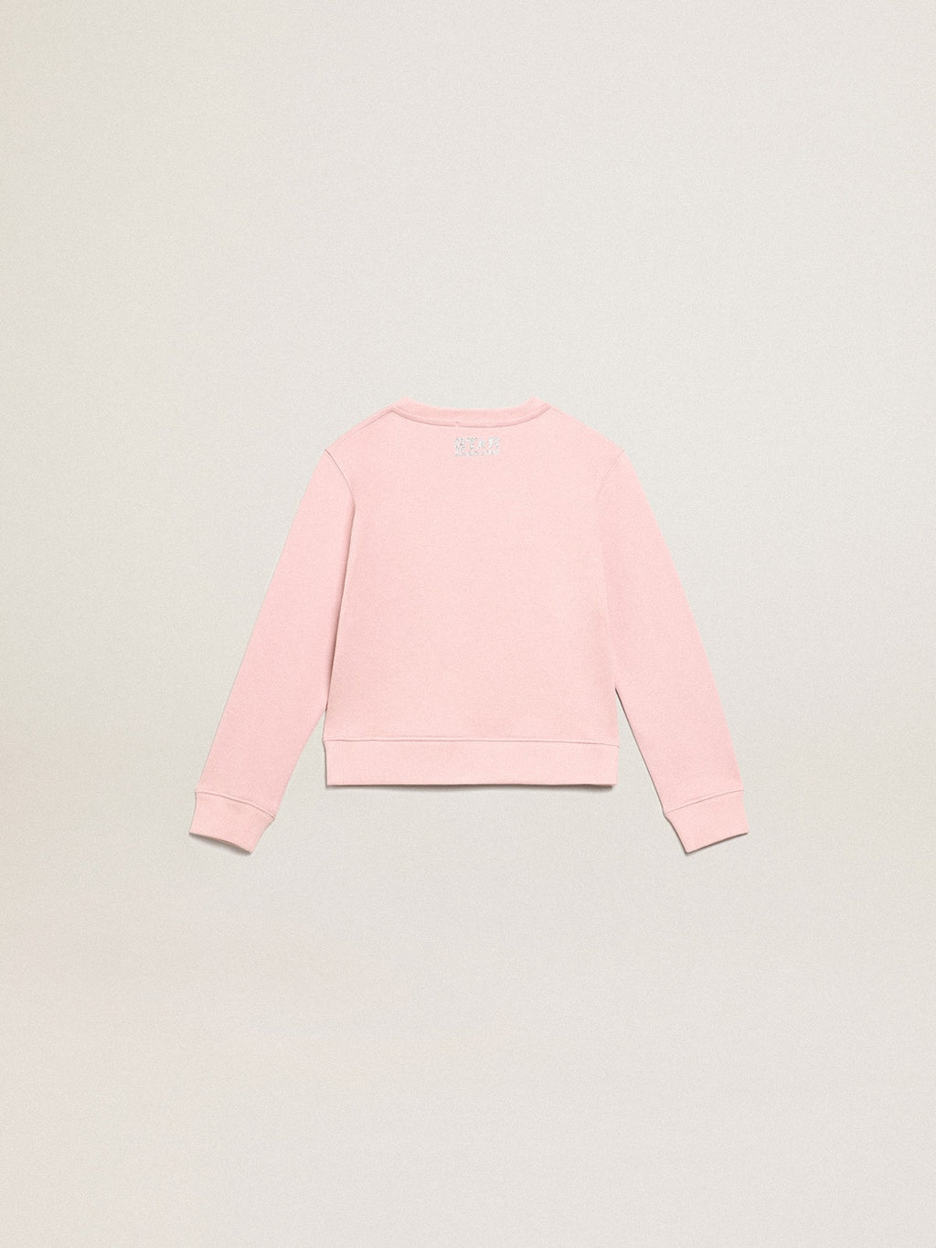 Pink sweatshirt with maxi star in silver glitter on the front| Golden Goose