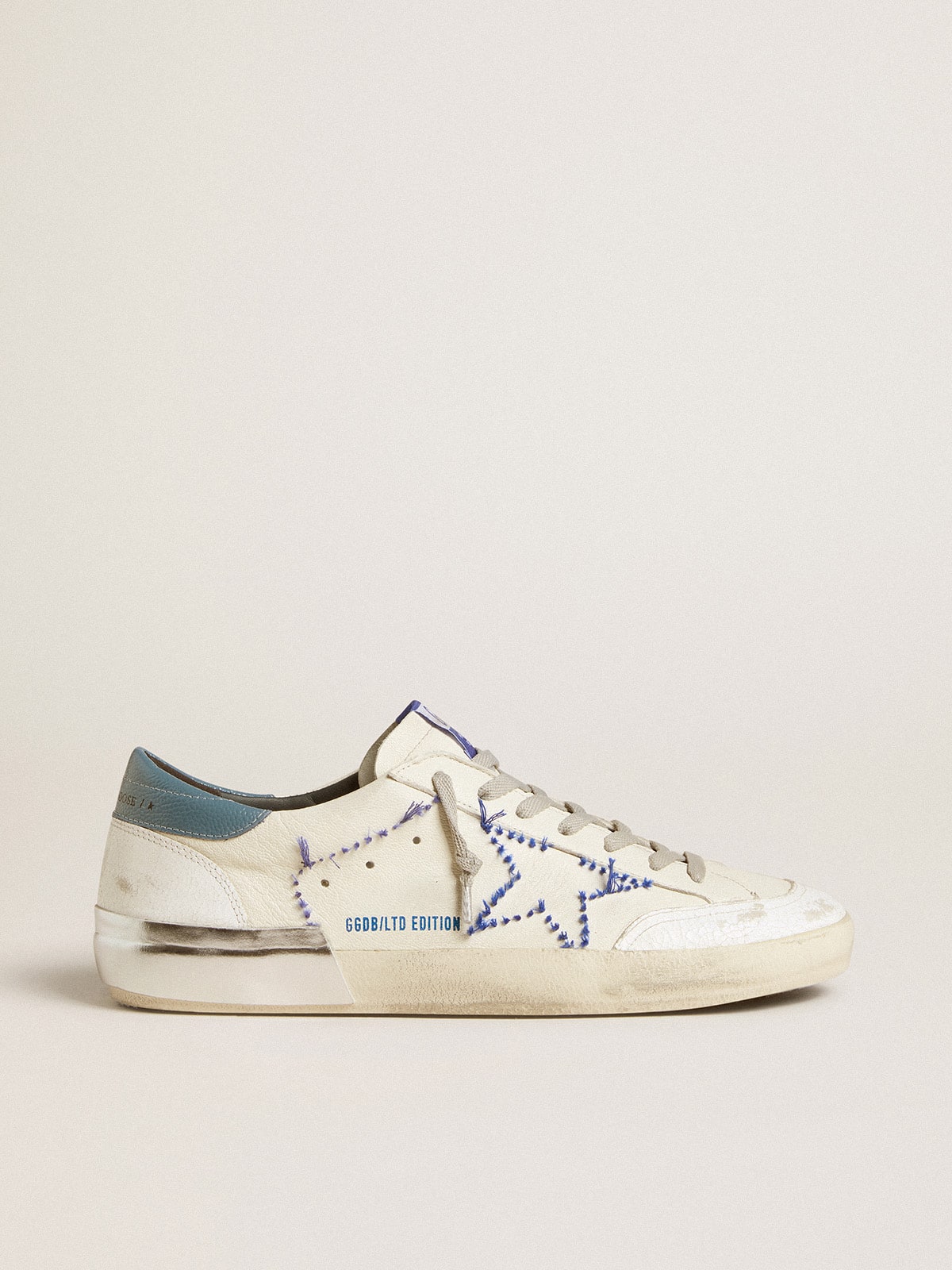 Men's Super-Star LTD in nappa with embroidered star and leather heel tab| Golden Goose