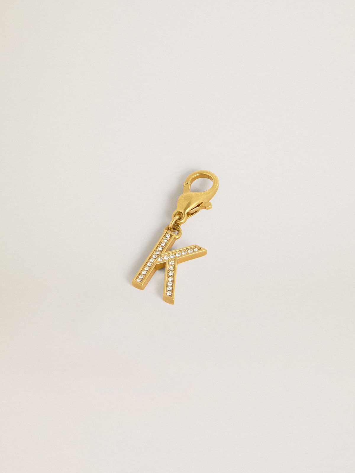 Letter K charm in gold-colored brass with crystals| Golden Goose