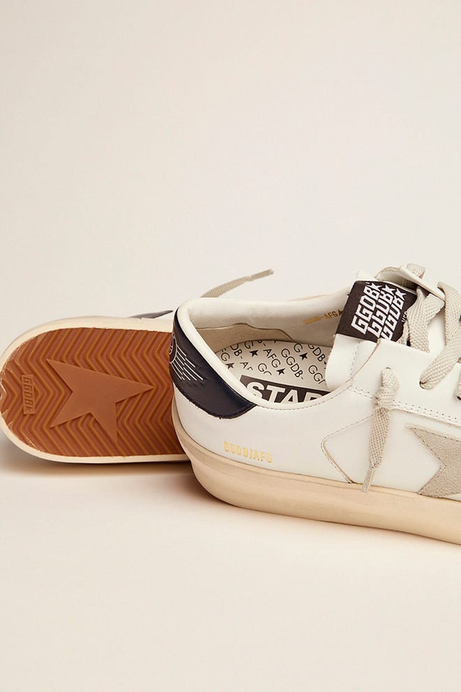Women's Stardan with ice-gray suede star and blue heel tab| Golden Goose