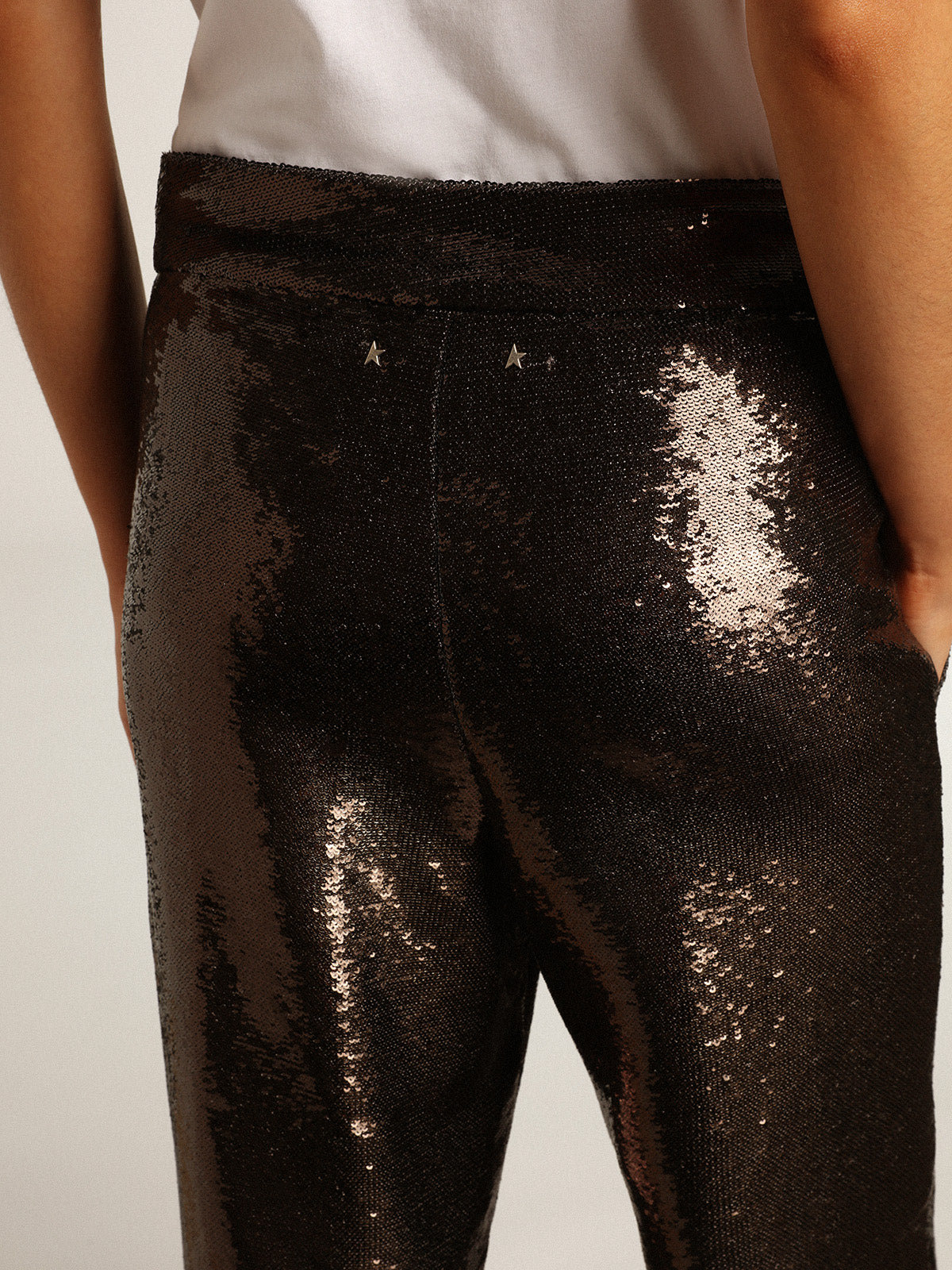 Gray pants with all-over sequins| Golden Goose
