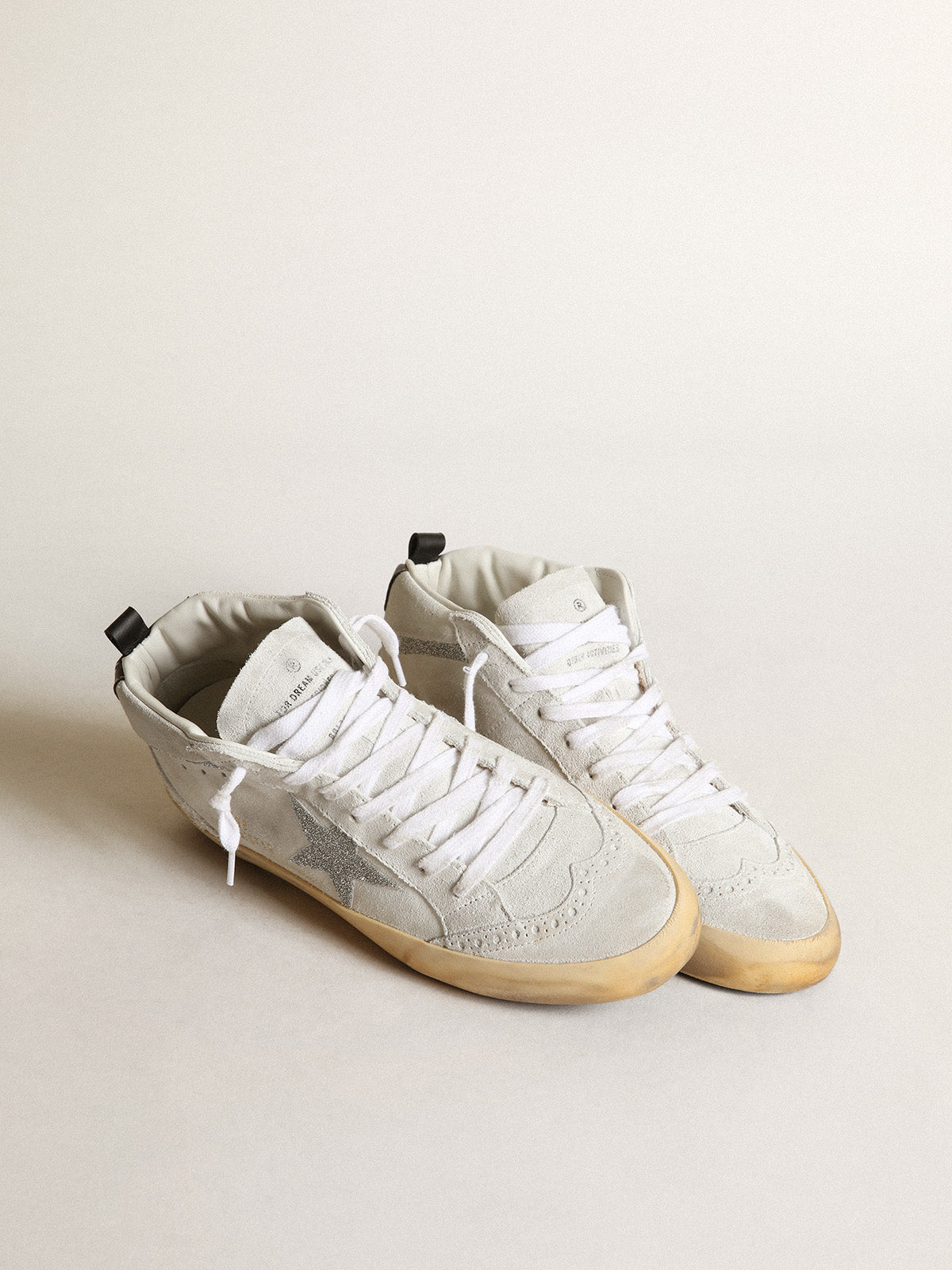 Women's Mid Star in white suede with star and Swarovski flash| Golden Goose