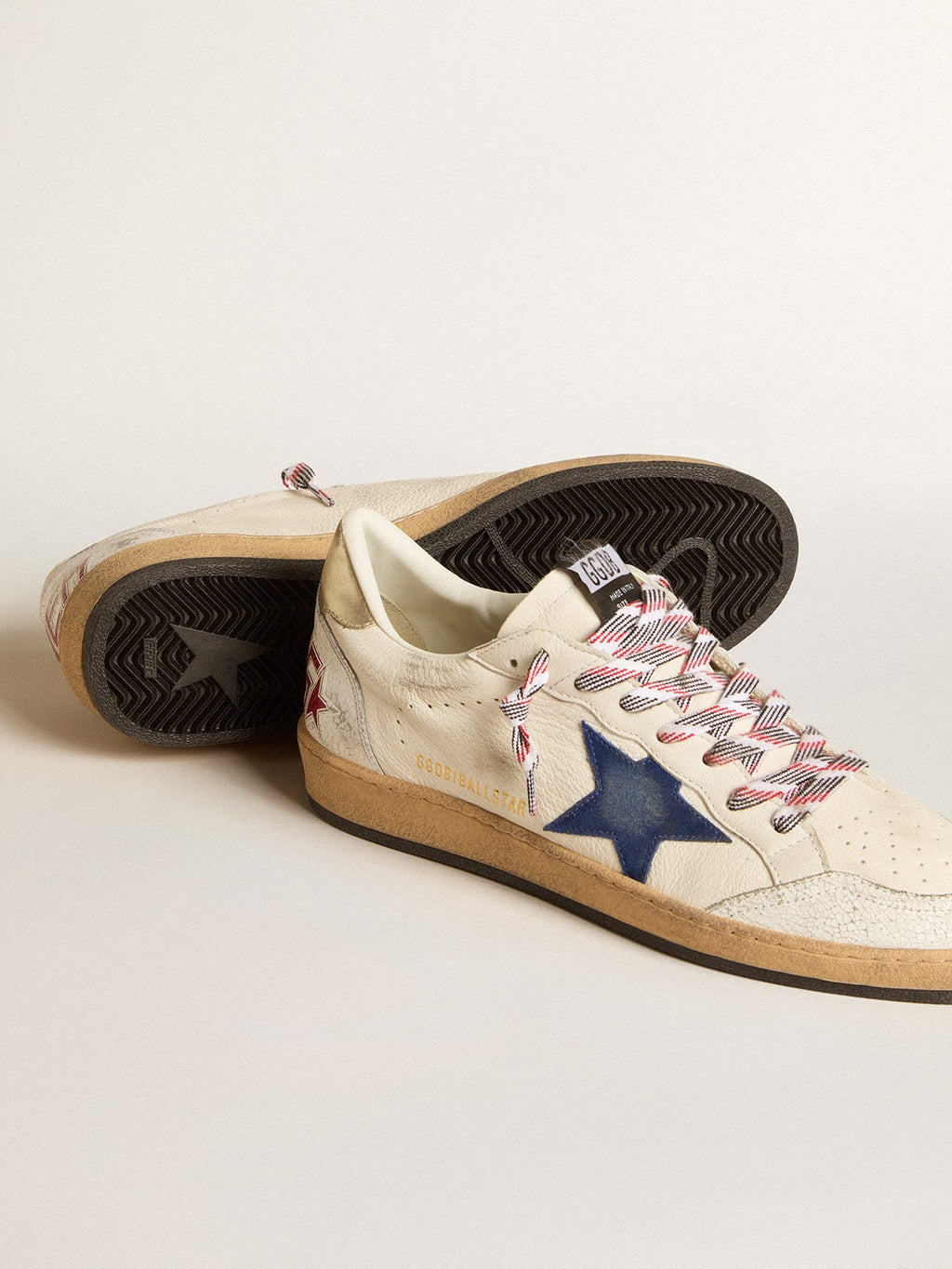 Men's Ball Star in nappa leather with blue suede star and platinum leather heel tab| Golden Goose