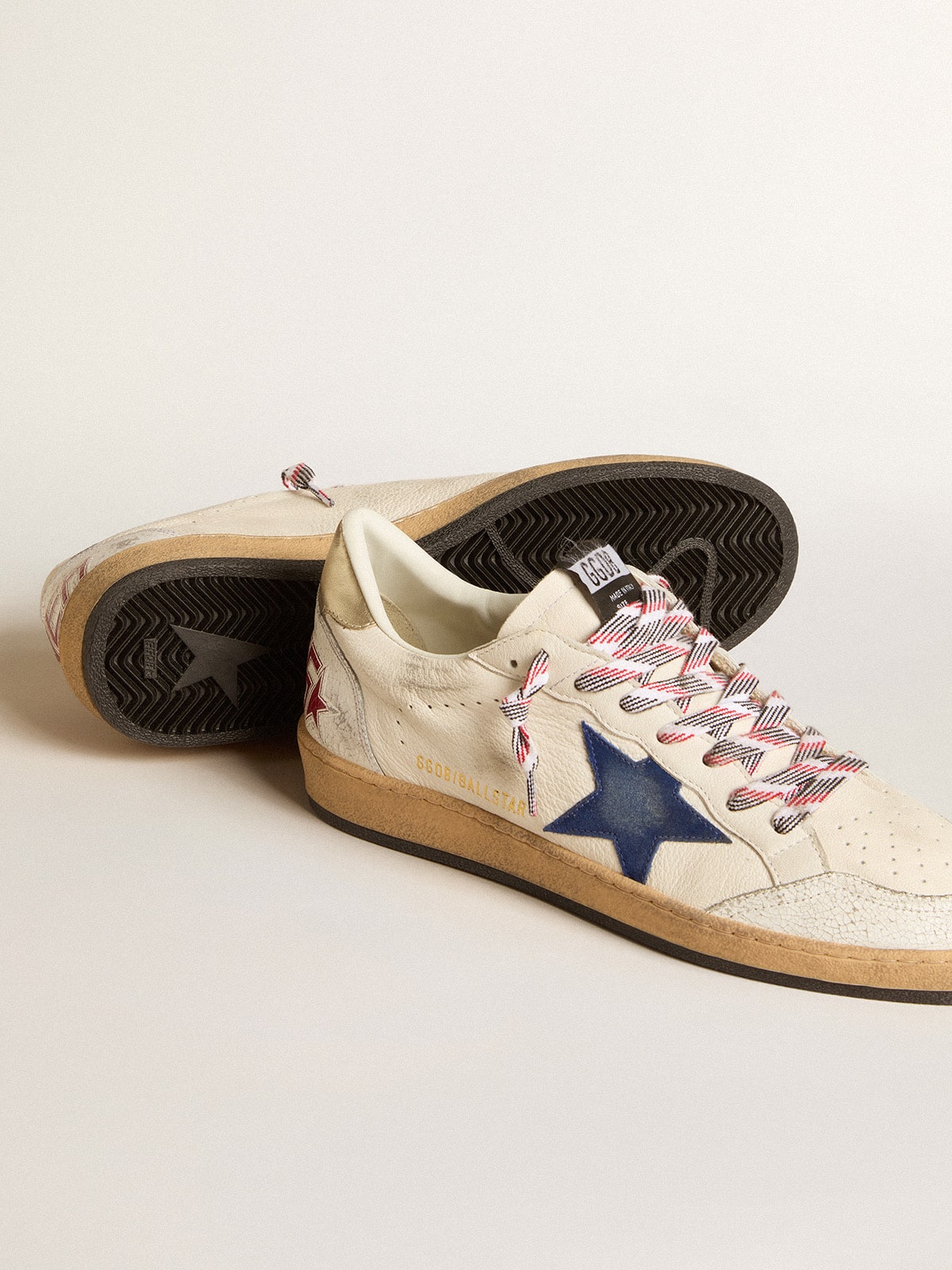 Men's Ball Star in nappa leather with blue suede star and platinum leather heel tab| Golden Goose