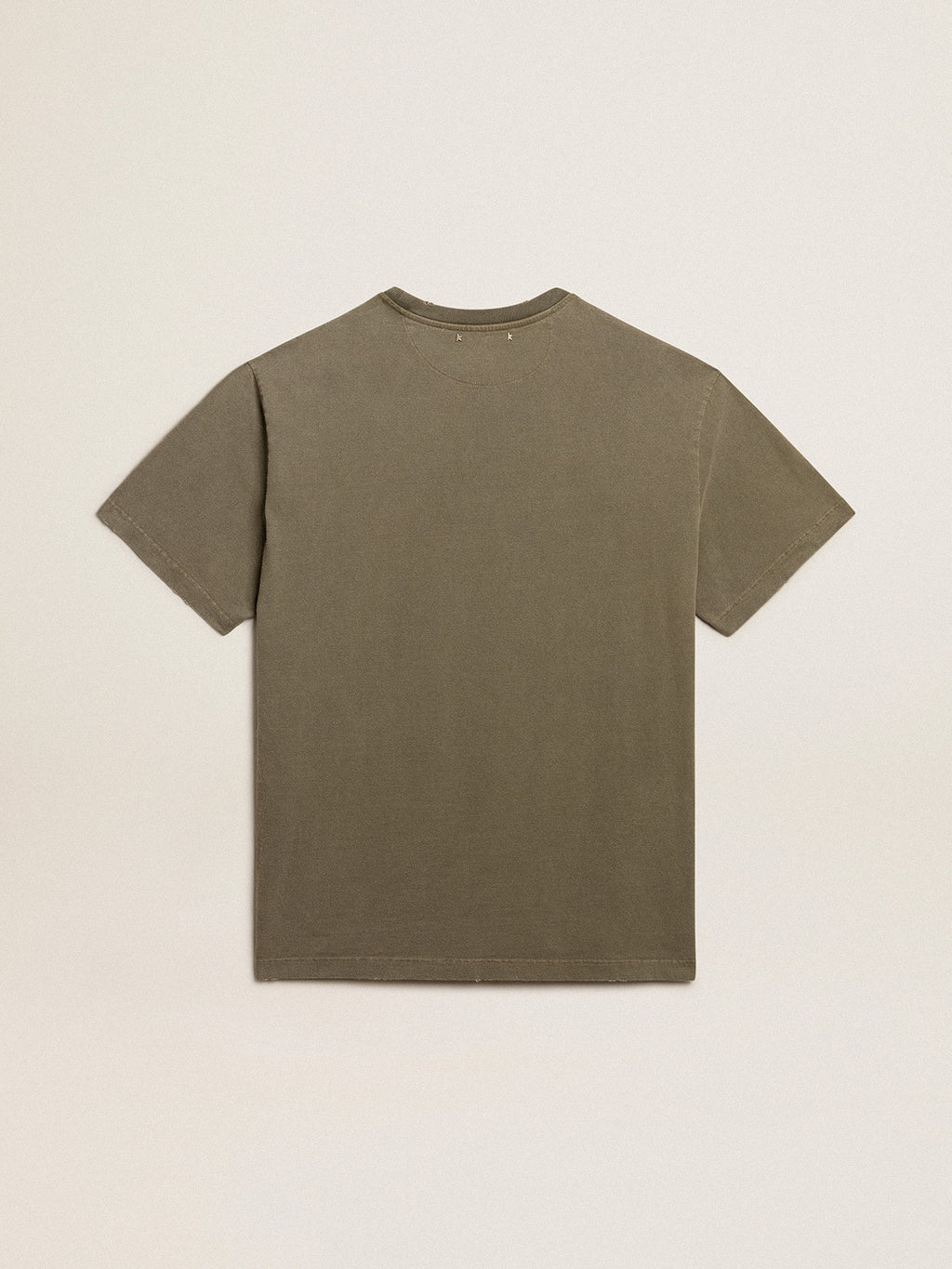 Olive-green regular-fit T-shirt with Golden lettering on the front| Golden Goose