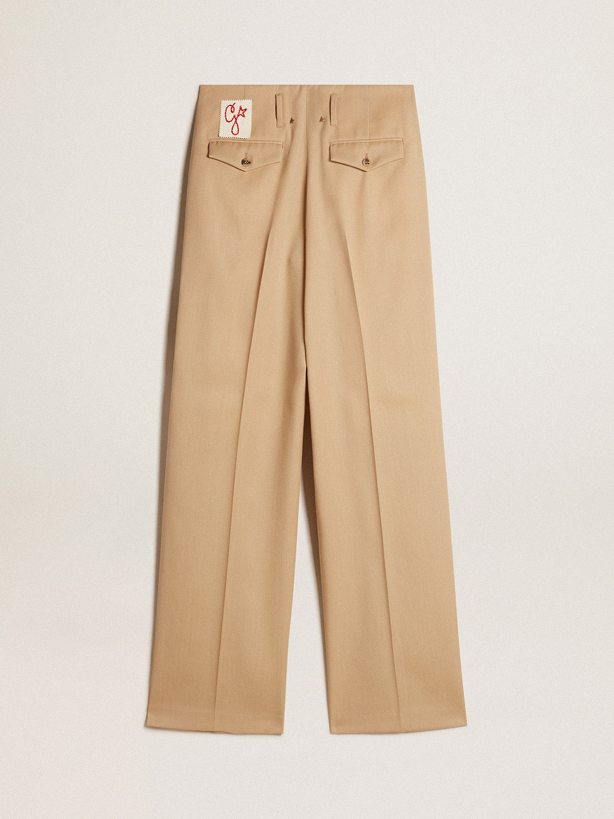 Women's wool gabardine pants in sand| Golden Goose