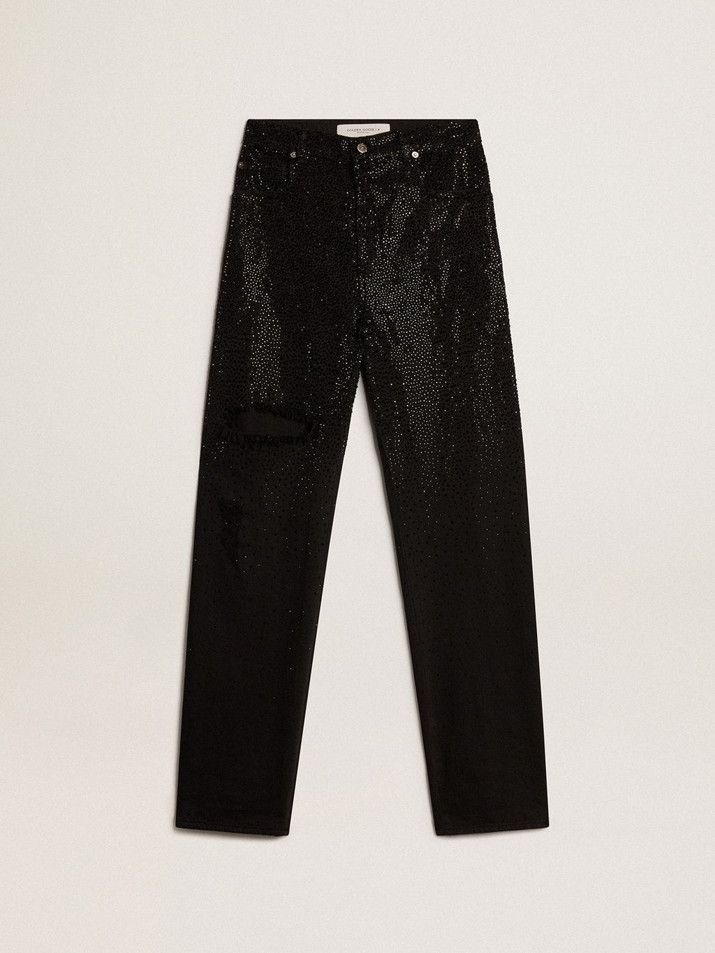Women's cotton denim pants with shaded-effect crystal decoration| Golden Goose