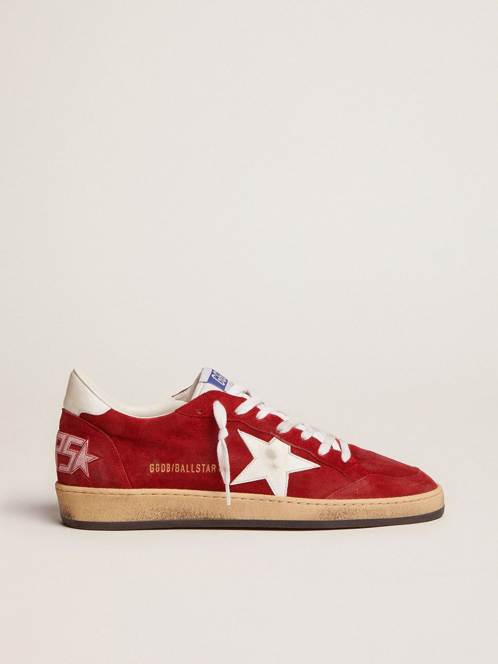 Men's Ball Star in dark red suede with white star and heel tab| Golden Goose