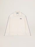 Men's papyrus white zipped sweatshirt with black stars| Golden Goose