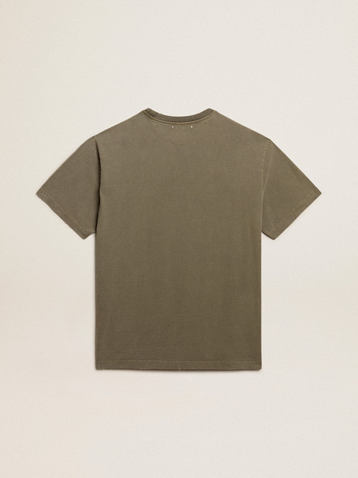 Women's olive green T-shirt with Golden lettering| Golden Goose