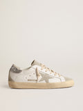 Super-Star with gray star and silver glitter heel tab| Golden Goose