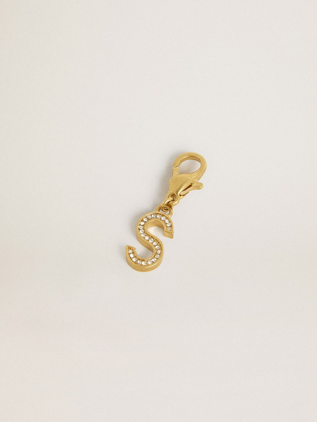 Letter S charm in gold-colored brass with crystals| Golden Goose