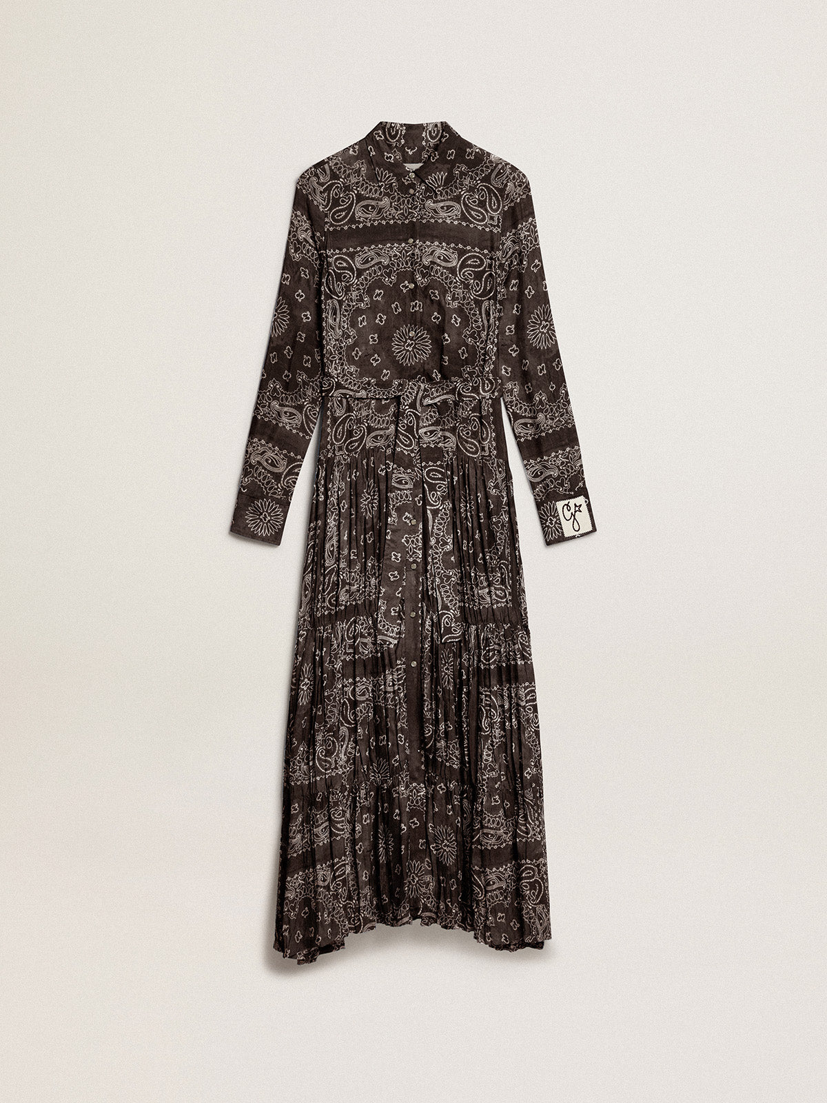 Anthracite-gray shirt dress with paisley print| Golden Goose