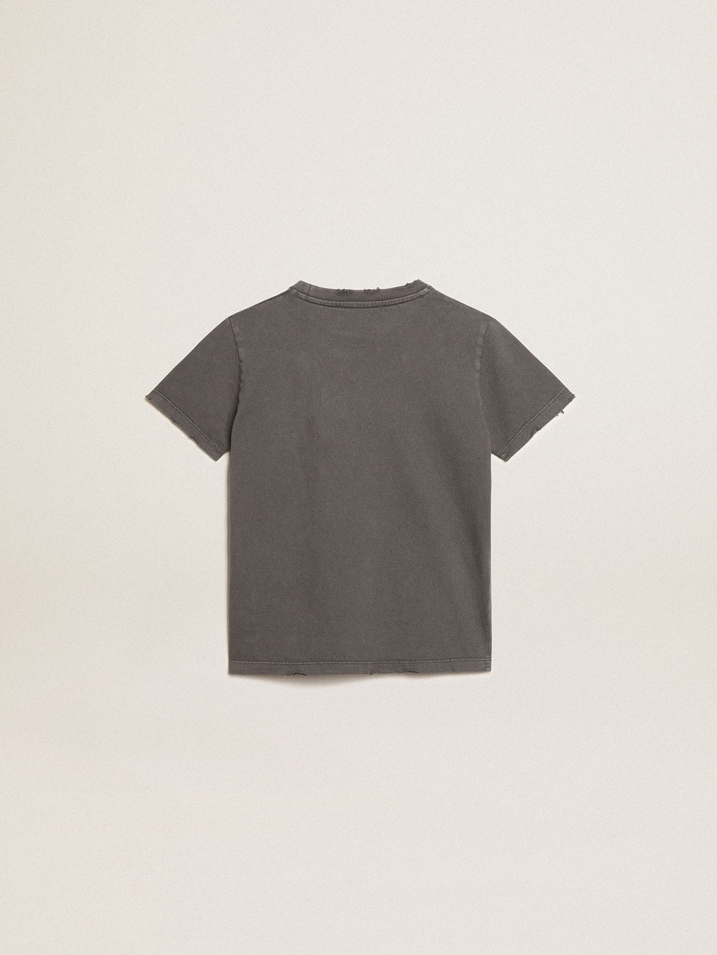 Boys' T-shirt in gray with distressed treatment| Golden Goose