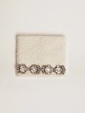 White cuff with baguette-shaped crystals| Golden Goose