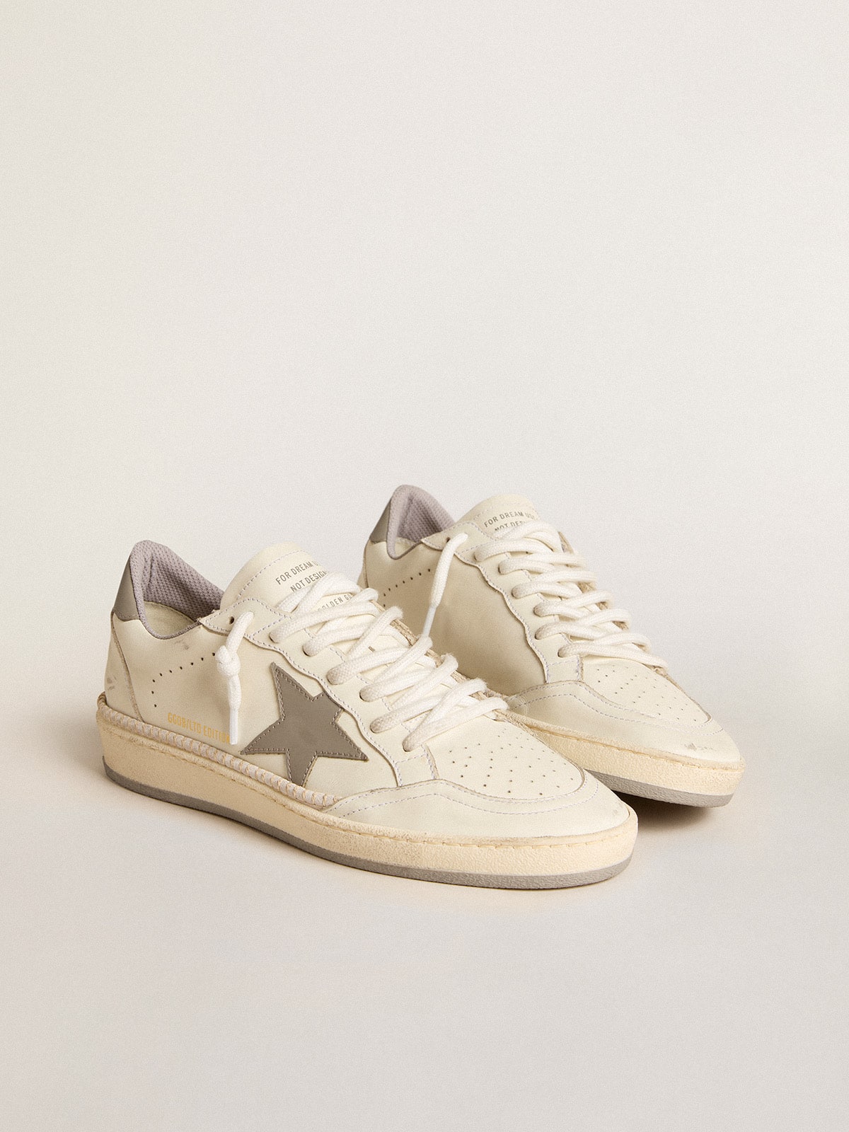 Women's Ball Star LTD with gray leather star and heel tab and stitching| Golden Goose